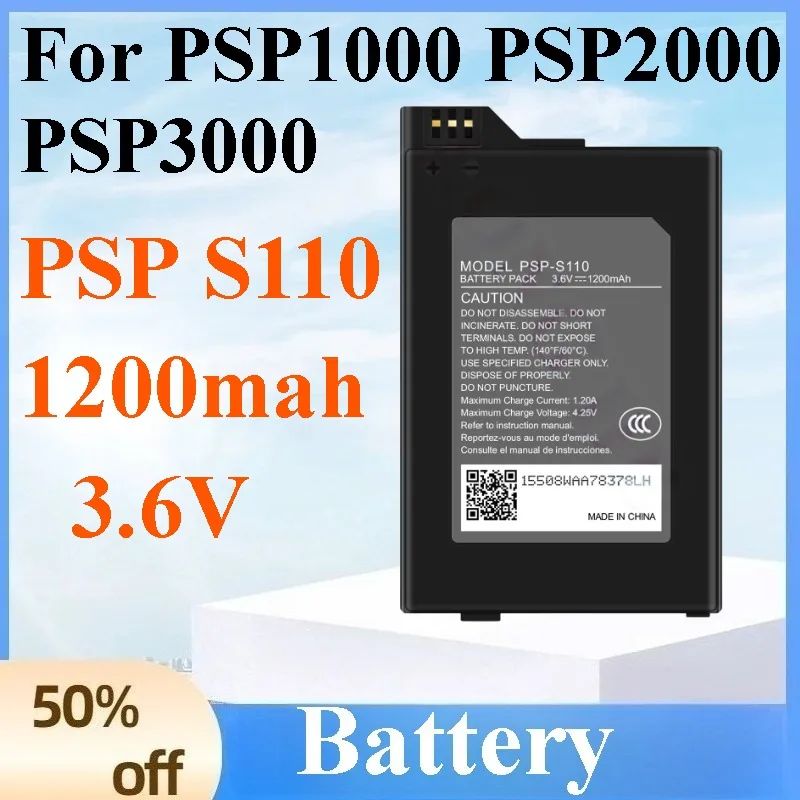 New 1200mAh 3.6V PSP-S110 Rechargeable Lithium Battery for Sony PlayStation Portable PSP1000 2000 3000 Gamepad Power Supply
New 1200mAh 3.6V PSP-S110 Rechargeable Lithium Battery for Sony PlayStation Portable PSP1000 2000 3000 Gamepad Power Supply