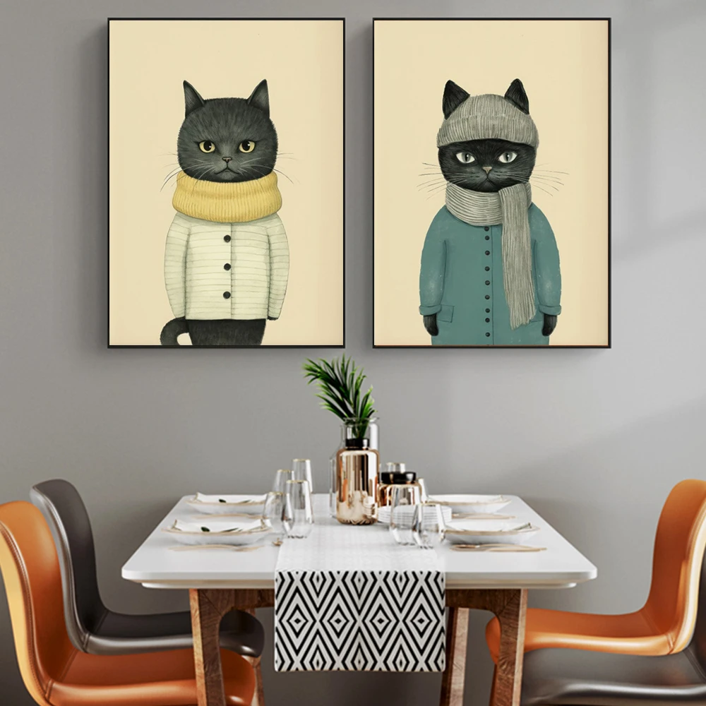 Cartoon Whimsical Animal Art Poster Prints For Nursery Kids Bedroom Home Decor Funny Cat In Clothes Canvas Painting Wall Art
Cartoon Whimsical Animal Art Poster Prints For Nursery Kids Bedroom Home Decor Funny Cat In Clothes Canvas Painting Wall Art