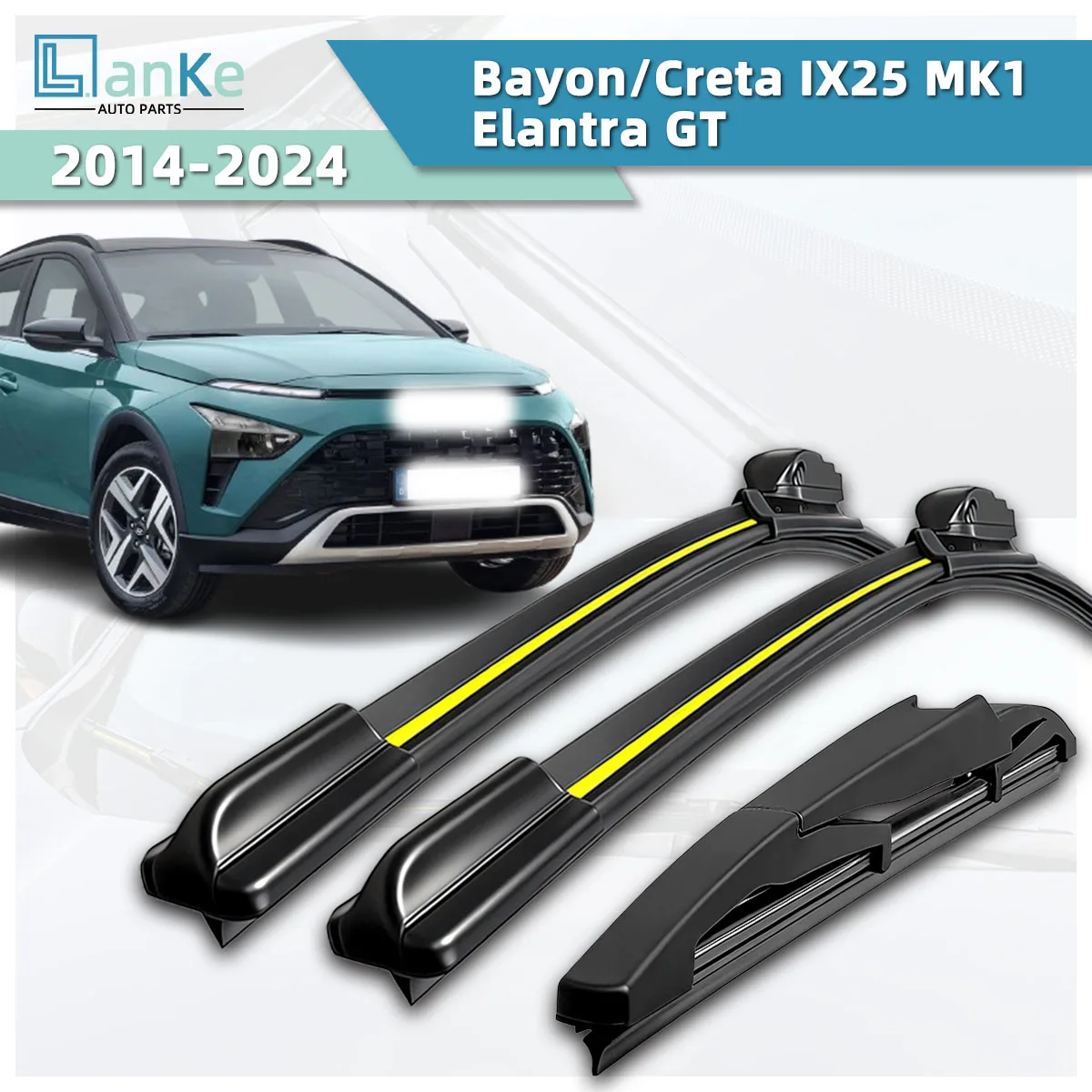 Suitable For Hyundai Bayon/Creta IX25 MK1/Elantra G(2014-2024)Automotive Windshield Wipers Stable Durable Front Windshield Wiper
Suitable For Hyundai Bayon/Creta IX25 MK1/Elantra G(2014-2024)Automotive Windshield Wipers Stable Durable Front Windshield Wiper