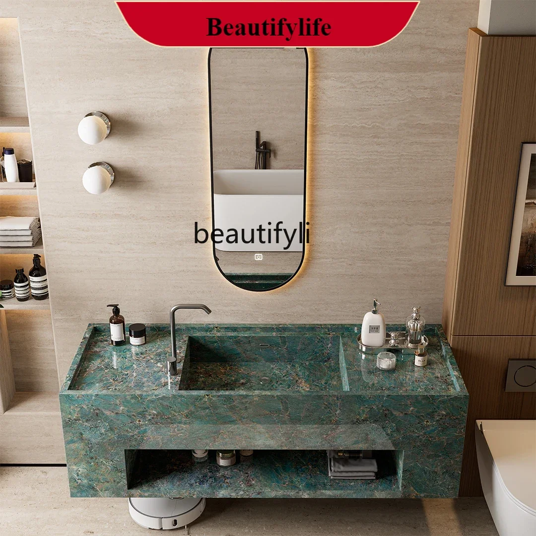 A185 Green rock slab integrated basin Hanging rock slab bathroom cabinet combination washbasin
A185 Green rock slab integrated basin Hanging rock slab bathroom cabinet combination washbasin