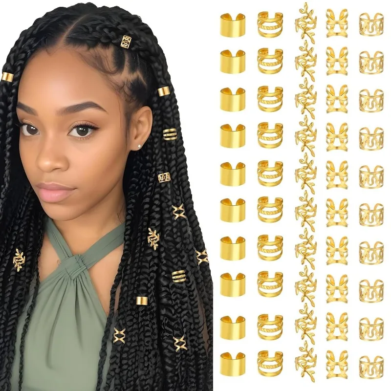50Pcs Hollow Design Dread Hair Cuffs and Rings Kit Strong Metal for Braids No Rust Anti Slip Secure Hold Easy Wrap for Party
50Pcs Hollow Design Dread Hair Cuffs and Rings Kit Strong Metal for Braids No Rust Anti Slip Secure Hold Easy Wrap for Party