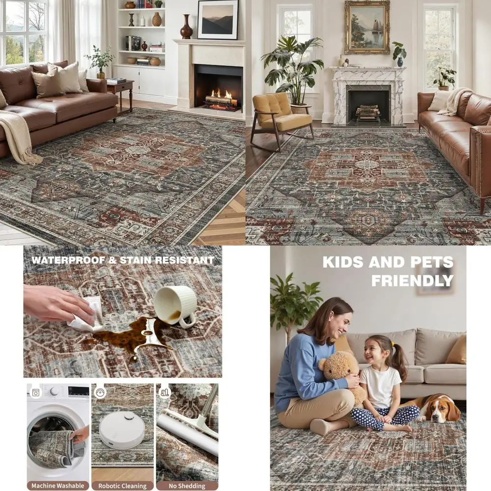 6x9 Stain-Resistant, Washable Area Rug with Anti-Slip Backing, Suitable for Vintage Bedrooms and Living Rooms, Foldable Soft Des
6x9 Stain-Resistant, Washable Area Rug with Anti-Slip Backing, Suitable for Vintage Bedrooms and Living Rooms, Foldable Soft Des