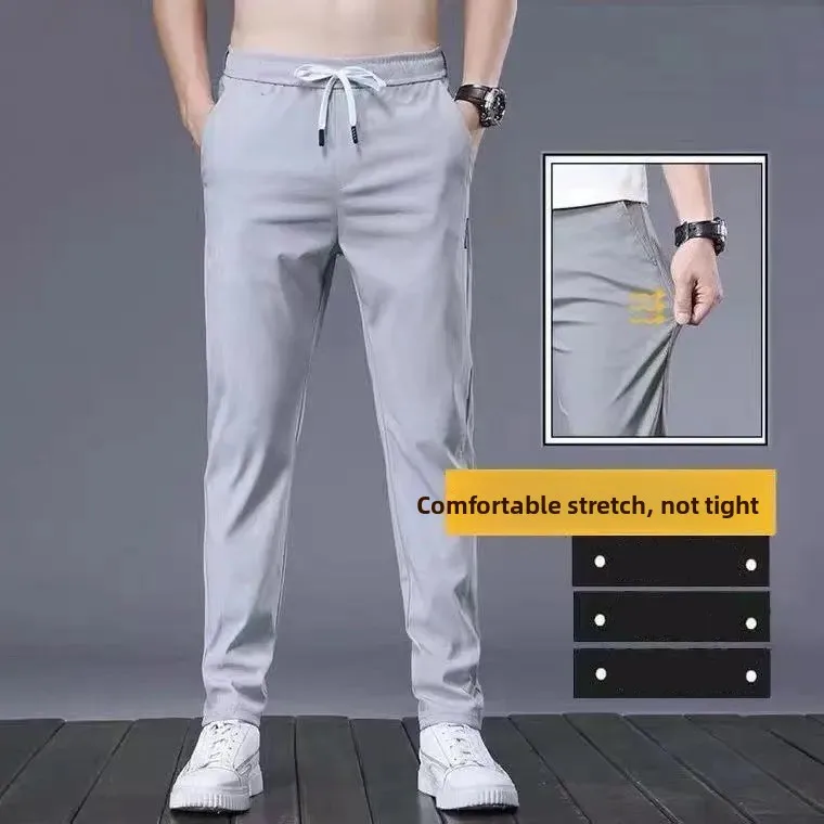 Men's Summer Ice Silk Casual Pants Elastic Thin Qui Dry Sports Long Pants Breathable Straight Leg Loose Fit Faion Urban Wear
Men's Summer Ice Silk Casual Pants Elastic Thin Qui Dry Sports Long Pants Breathable Straight Leg Loose Fit Faion Urban Wear