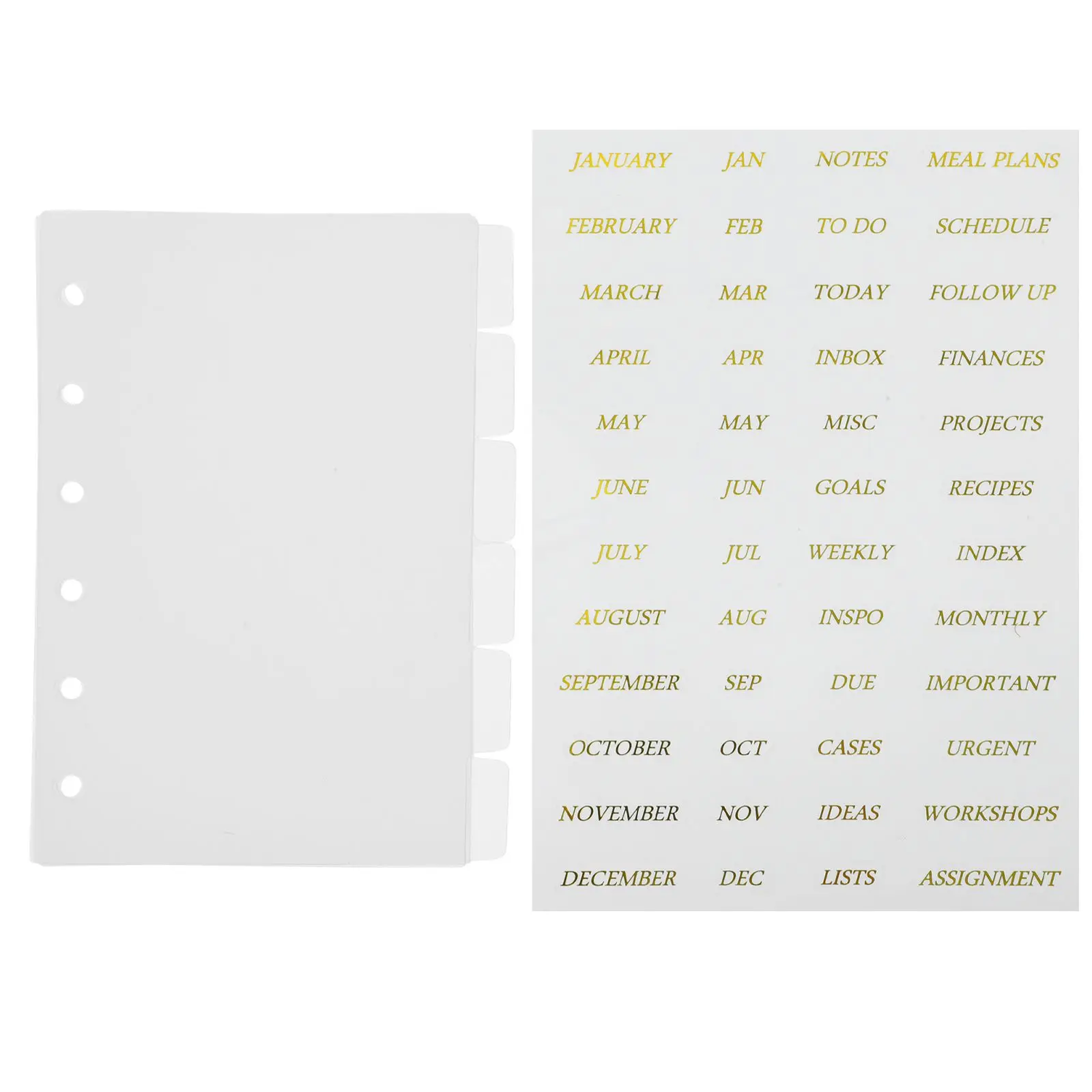 7 Binder Dividers Transparent PP Pages 6 Hole Punch Gold Foil Stickers Notebook Supplies Organizers Plastic Index Card
7 Binder Dividers Transparent PP Pages 6 Hole Punch Gold Foil Stickers Notebook Supplies Organizers Plastic Index Card