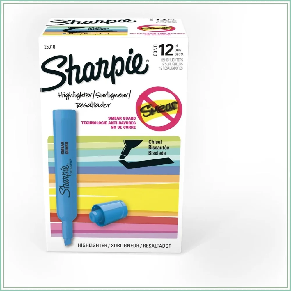 Fluorescent Blue Highlighters, Chisel Tip, Box of 12 - Bright Ink, Smear-Resistant
Fluorescent Blue Highlighters, Chisel Tip, Box of 12 - Bright Ink, Smear-Resistant