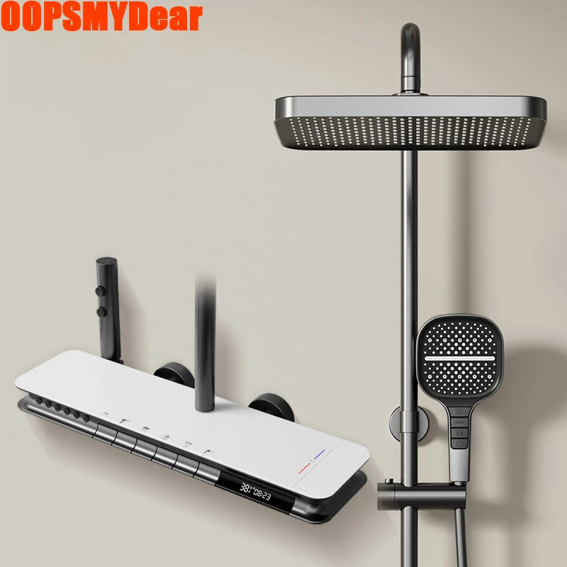 Atmosphere Rain Shower Faucet Bathtub LED Digital Hot Cold Thermostatic Mixer Shower System Bathroom Wall Mount Bath Faucets Set
Atmosphere Rain Shower Faucet Bathtub LED Digital Hot Cold Thermostatic Mixer Shower System Bathroom Wall Mount Bath Faucets Set