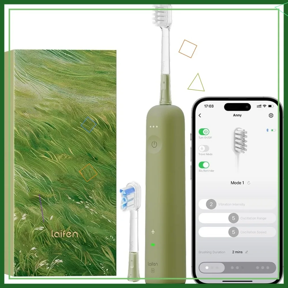 2025 Sonic Electric Toothbrush, Oscillation & Vibration, App Control, IP68 Waterproof, Travel with 2 Heads (Meadow Green)
2025 Sonic Electric Toothbrush, Oscillation & Vibration, App Control, IP68 Waterproof, Travel with 2 Heads (Meadow Green)