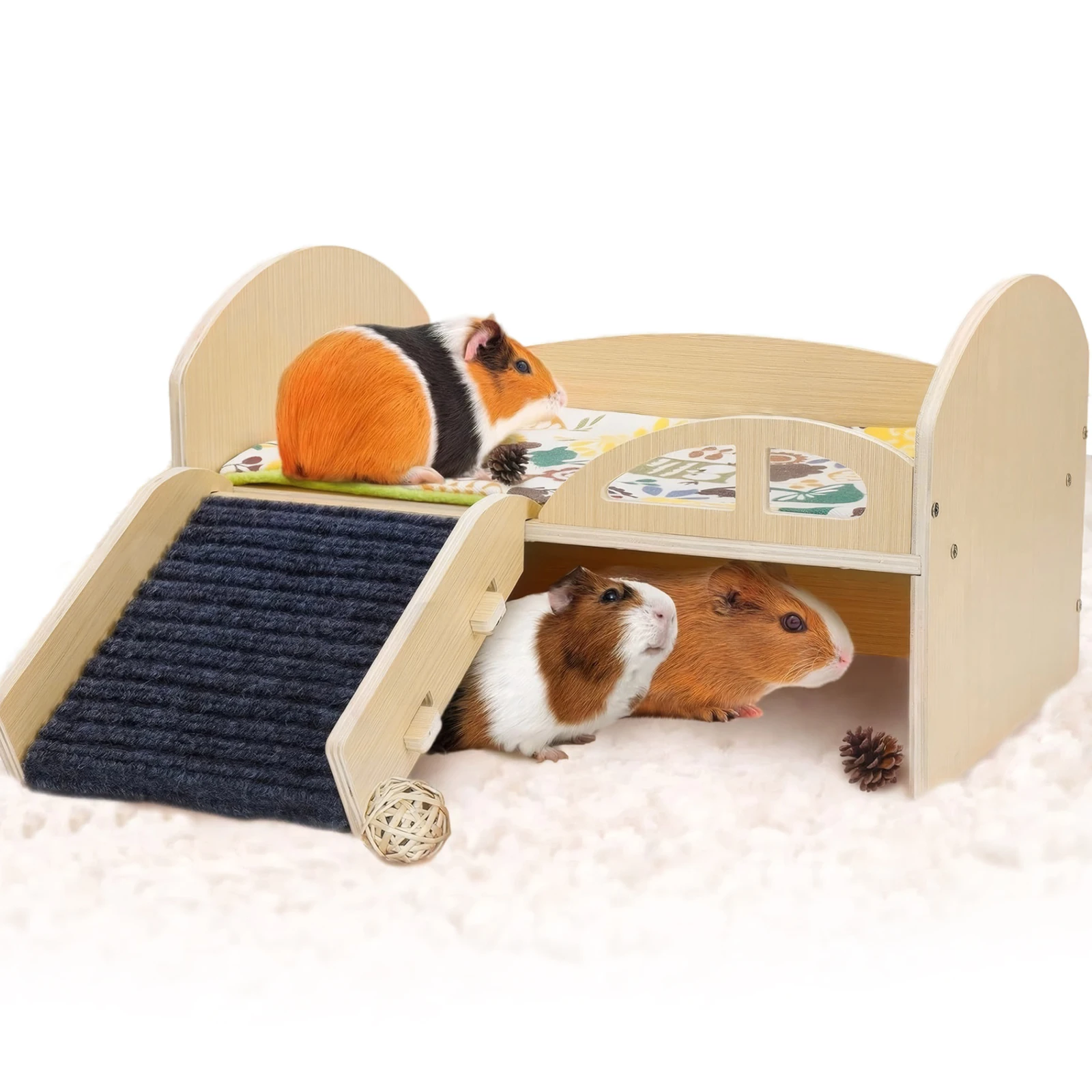 Wooden Small Animal Bed Washable Guinea Hideout Platform Reusable Multi-Level Guinea Pig Castle for Hamsters Bunny Chinchillas
Wooden Small Animal Bed Washable Guinea Hideout Platform Reusable Multi-Level Guinea Pig Castle for Hamsters Bunny Chinchillas