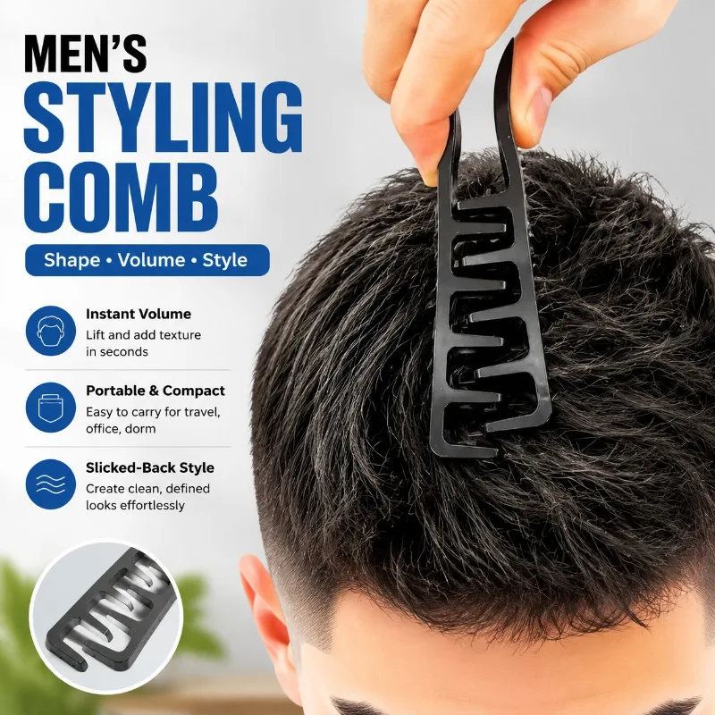 Men's Styling Comb, Plastic, Portable Compact for Travel, Office, Dorm, Hair Volume, Texture, Slicked-Back Style
Men's Styling Comb, Plastic, Portable Compact for Travel, Office, Dorm, Hair Volume, Texture, Slicked-Back Style