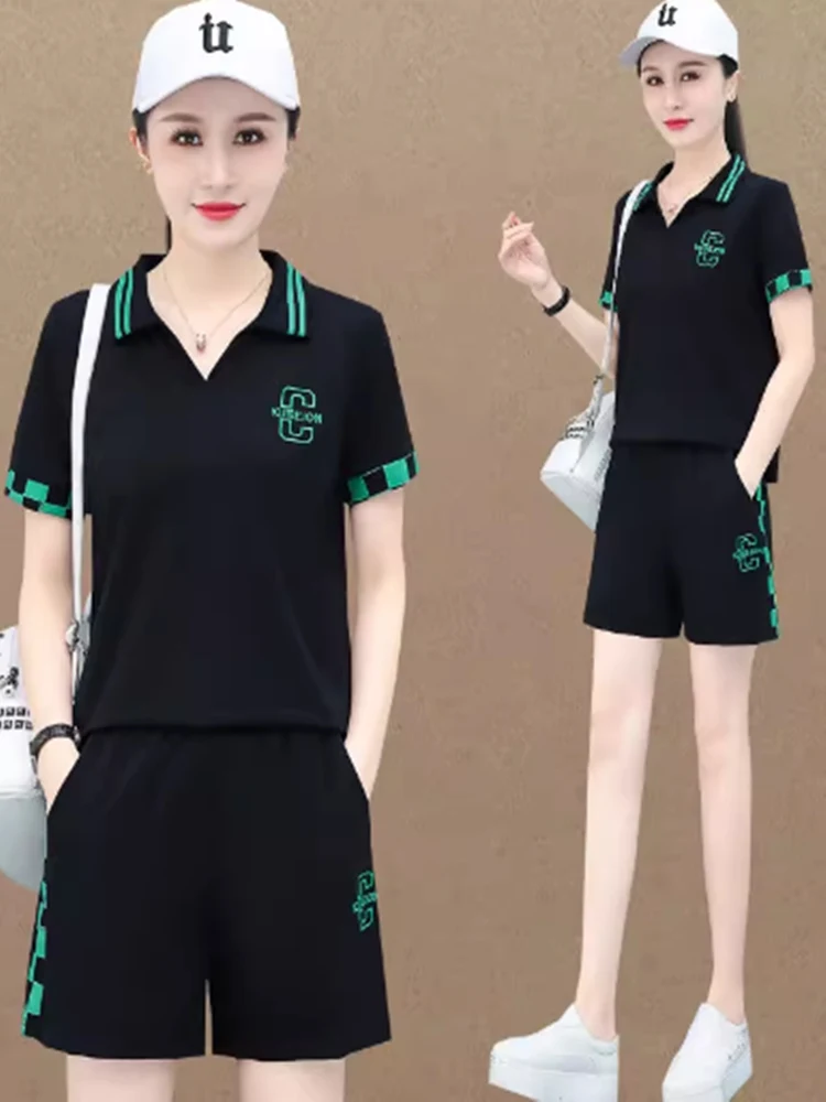 Embroidered Color Block Sports Suit Set Women's Summer New Style Ageless Short Sleeve Shorts Casual Fashion Two Piece Set
Embroidered Color Block Sports Suit Set Women's Summer New Style Ageless Short Sleeve Shorts Casual Fashion Two Piece Set
