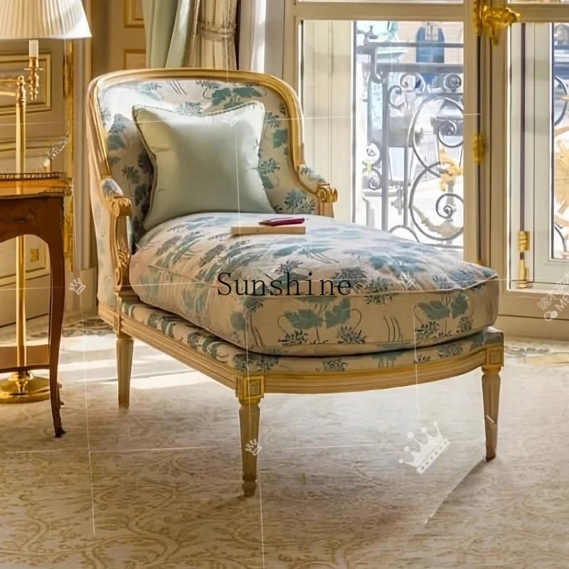 French light luxury solid wood living room concubine chair fabric carved villa club bedroom, sofa
French light luxury solid wood living room concubine chair fabric carved villa club bedroom, sofa