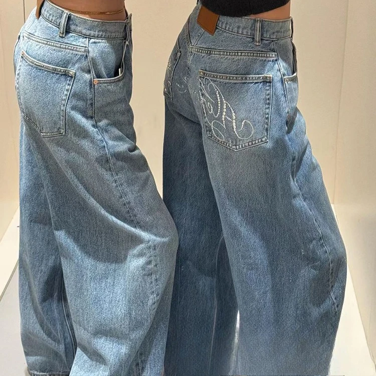 Straight Leg Wide Leg Rhinestone High Waisted Jeans 2025 New Loose Fit Slim Figure Floor Pants
Straight Leg Wide Leg Rhinestone High Waisted Jeans 2025 New Loose Fit Slim Figure Floor Pants
