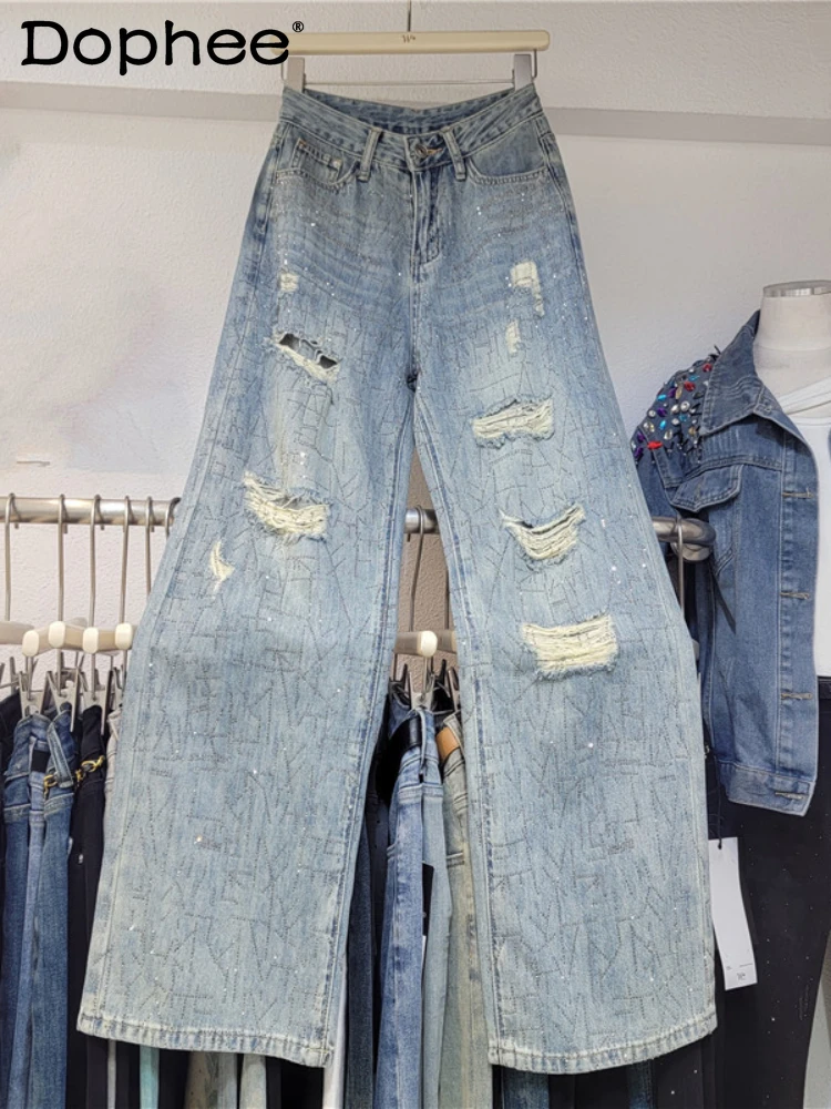 Korean Style Loose Ripped Wide Leg Jeans Women 2024 Spring Summer New Street Style Straight Trousers Female High Waisted Jeans
Korean Style Loose Ripped Wide Leg Jeans Women 2024 Spring Summer New Street Style Straight Trousers Female High Waisted Jeans