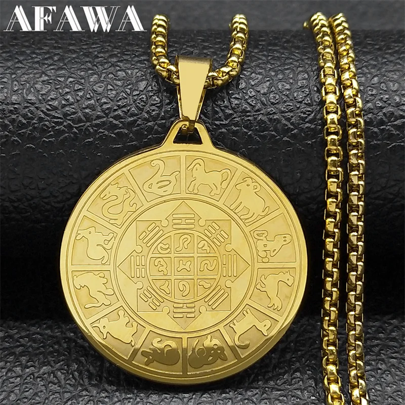 Yin Yang Ba Gua Chinese Zodiac Pendant Necklace for Women Men Gold Color Stainless Steel Tai Chi Taoist Chain Jewelry NZZZ556
Yin Yang Ba Gua Chinese Zodiac Pendant Necklace for Women Men Gold Color Stainless Steel Tai Chi Taoist Chain Jewelry NZZZ556