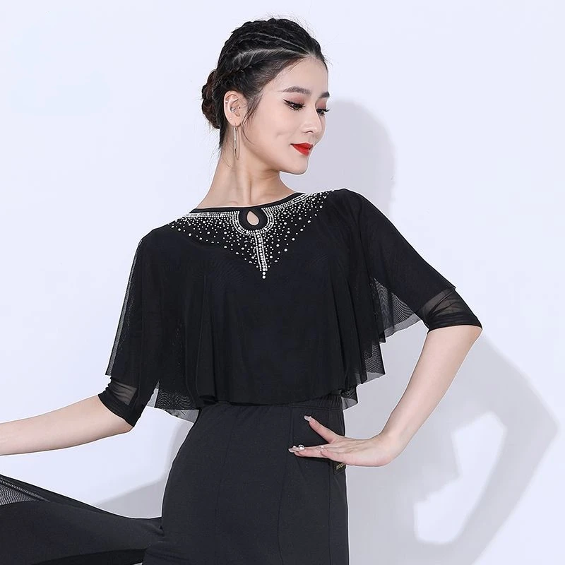 Latin Dance Costumes Adult Practice Dance Costumes Mid-Sleeved Tops Women's Professional Modern Dance Performance Wear
Latin Dance Costumes Adult Practice Dance Costumes Mid-Sleeved Tops Women's Professional Modern Dance Performance Wear