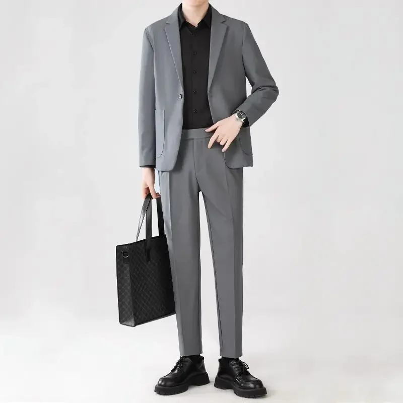 Solid Color Full Men's Suits and Blazers Spring Autumn Youth Elegant Clothing Classic Trends Costumes 2 Piece Outfit Set Male
Solid Color Full Men's Suits and Blazers Spring Autumn Youth Elegant Clothing Classic Trends Costumes 2 Piece Outfit Set Male