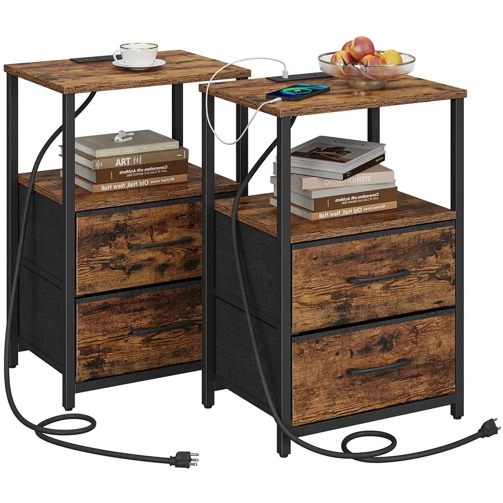 End Table with Charging Station, Side Table with 2 USB Ports and Outlets, Nightstand with Cloth Drawer, Set of 2, Couch Table,
End Table with Charging Station, Side Table with 2 USB Ports and Outlets, Nightstand with Cloth Drawer, Set of 2, Couch Table,
