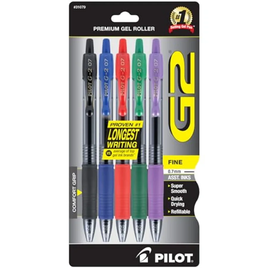 G2 Pens, Premium Refillable And Retractable Gel Ink Pens Fine Point 0.7mm, Assorted Colors, 5-Pack
G2 Pens, Premium Refillable And Retractable Gel Ink Pens Fine Point 0.7mm, Assorted Colors, 5-Pack