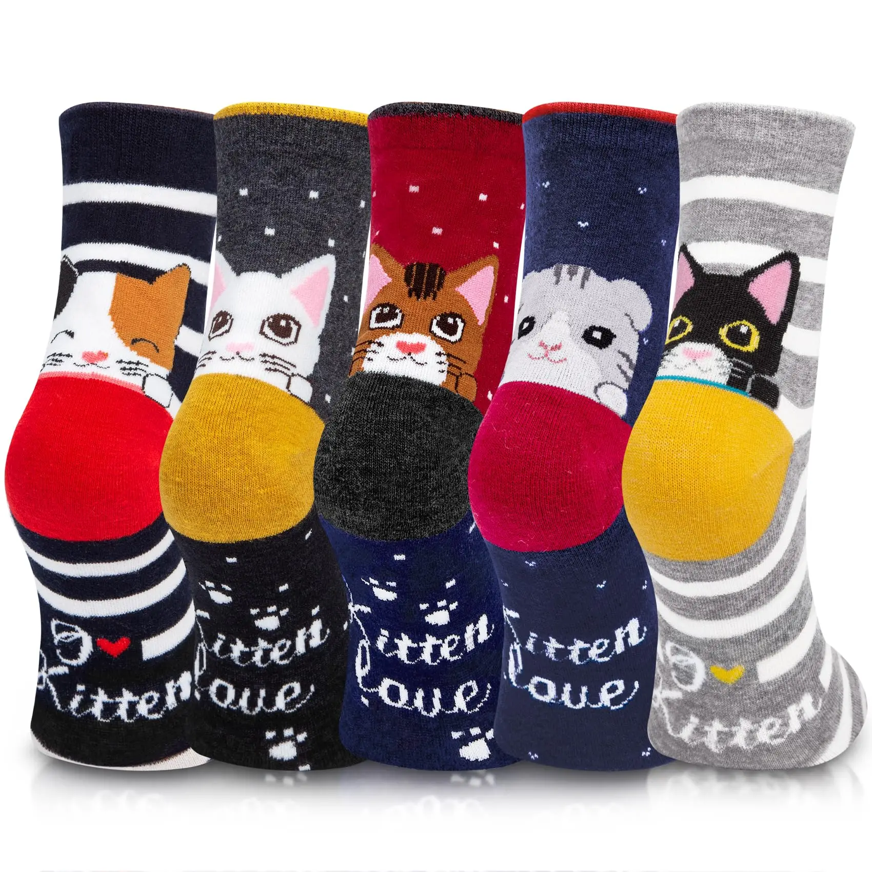 5 пар женских носков с мультяшными животными, хлопковые носки с милым рисунком собаки и кошки, красочный забавный подарочный набор для девочек
5 пар женских носков с мультяшными животными, хлопковые носки с милым рисунком собаки и кошки, красочный забавный подарочный набор для девочек
