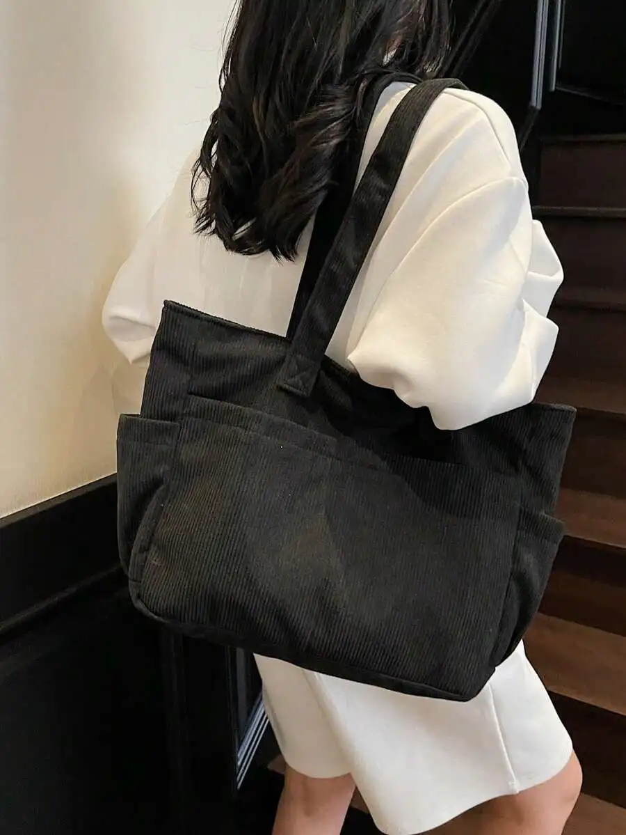 Womens Corduroy Multi-Pocket Tote Bag Large Capacity For Books Shopping
Womens Corduroy Multi-Pocket Tote Bag Large Capacity For Books Shopping