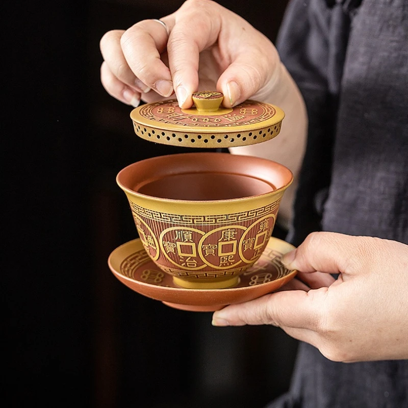 Clay Purple Pottery Gaiwan Ceramic Handmade Household Kung Fu Tea Set Tea Bowl Tea Cup Tea Maker Tea Ceremony
Clay Purple Pottery Gaiwan Ceramic Handmade Household Kung Fu Tea Set Tea Bowl Tea Cup Tea Maker Tea Ceremony