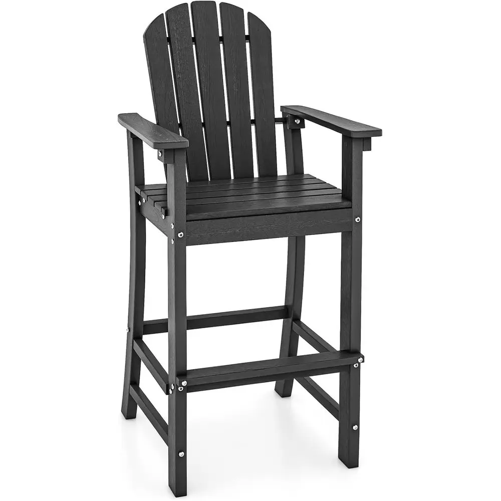 30 High Backrest Adirondack Patio Chair with Armrests and Footrest, HDPE Outdoor Bar Stool for Deck, Garden, Poolside (Black)
30 High Backrest Adirondack Patio Chair with Armrests and Footrest, HDPE Outdoor Bar Stool for Deck, Garden, Poolside (Black)