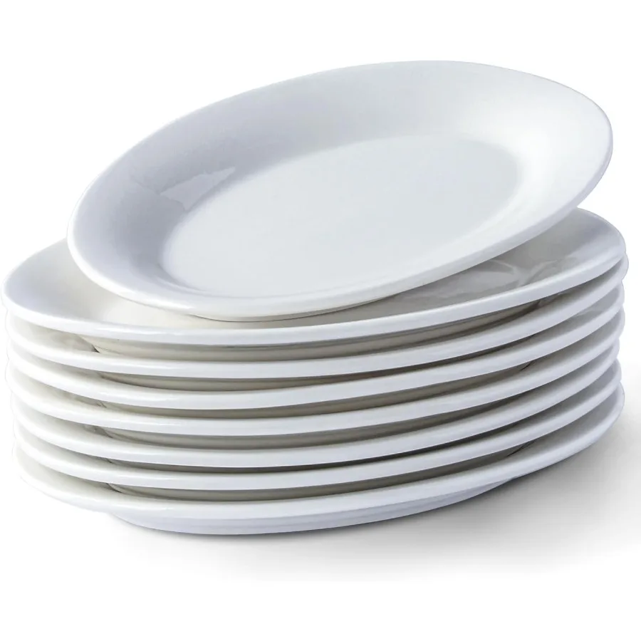 8 Inch Oval Ceramic Appetizer Plates Set of 8 Small White Porcelain Dessert Plates for Serving Salad Appetizer Snack Sushi Micr
8 Inch Oval Ceramic Appetizer Plates Set of 8 Small White Porcelain Dessert Plates for Serving Salad Appetizer Snack Sushi Micr