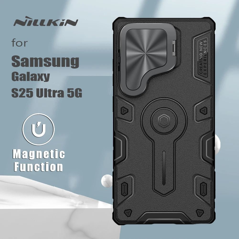 for Samsung Galaxy S25 Ultra 5G Nillkin Case Magsafe Armor Prop Magnetic Adapt Camera Stand Lens Back Cover Protection
for Samsung Galaxy S25 Ultra 5G Nillkin Case Magsafe Armor Prop Magnetic Adapt Camera Stand Lens Back Cover Protection