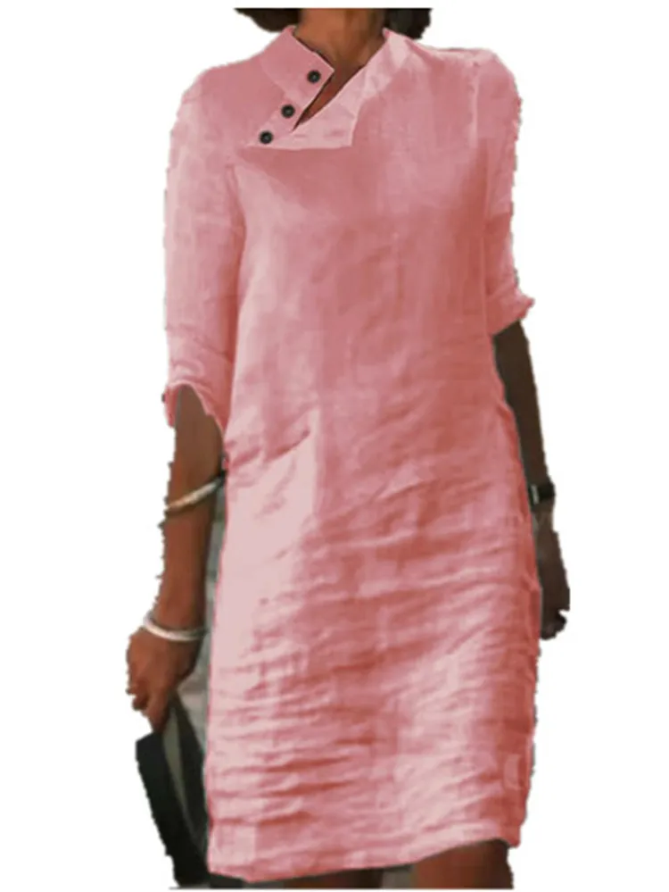 Summer Dress Women 2023 Vintage Ladies Button Cotton Linen Mini Dress Casual Solid Color Loose Casual Dress vestido feminino
Summer Dress Women 2023 Vintage Ladies Button Cotton Linen Mini Dress Casual Solid Color Loose Casual Dress vestido feminino