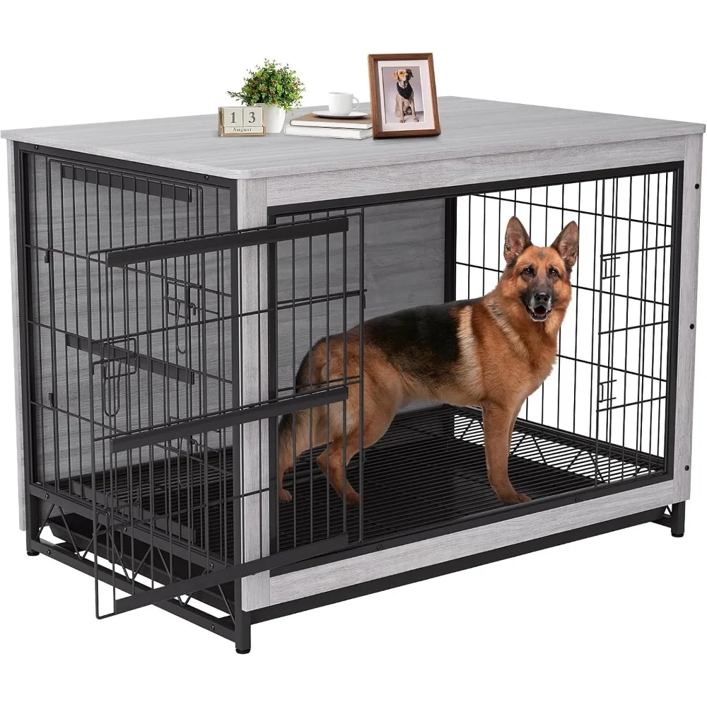 Dog Crate Furniture, 44.1" Wooden Dog Kennel Indoor with 2 Doors, Heavy-Duty Dog Cage with Removable Tray, End Side Table, Mode
Dog Crate Furniture, 44.1" Wooden Dog Kennel Indoor with 2 Doors, Heavy-Duty Dog Cage with Removable Tray, End Side Table, Mode