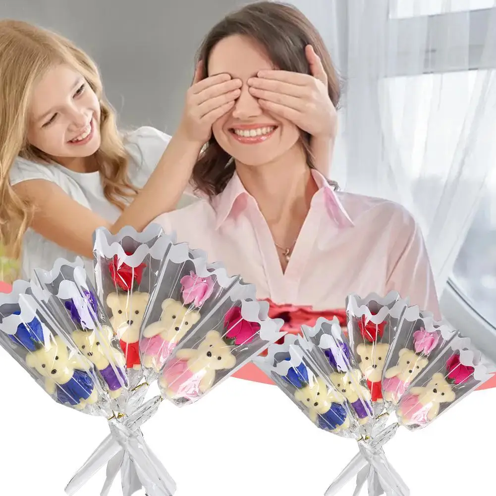 1pcs Single Bear Rose Cute Teddy Bear Beautiful Flower Valentine's Day Teacher Mother's Day Gift Bouquets Artificial Flower set
1pcs Single Bear Rose Cute Teddy Bear Beautiful Flower Valentine's Day Teacher Mother's Day Gift Bouquets Artificial Flower set