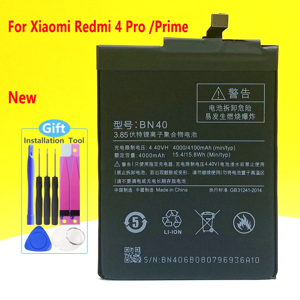 NEW BN40 Battery For Xiaomi Redmi 4 Pro /Prime Smartphone/Smart Mobile Phone +Tracking Number
NEW BN40 Battery For Xiaomi Redmi 4 Pro /Prime Smartphone/Smart Mobile Phone +Tracking Number
