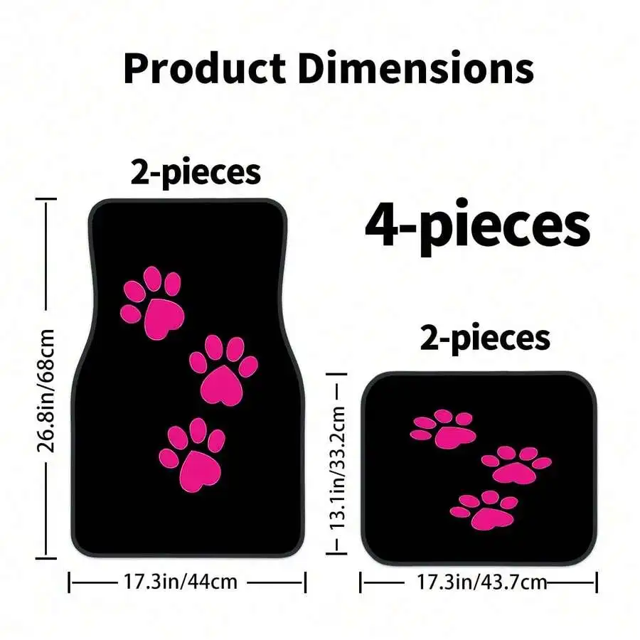2-Piece And 4-Piece Pink Paw Print Car Floor Mats Universal Polyester Front Rear Auto Interior Accessories
2-Piece And 4-Piece Pink Paw Print Car Floor Mats Universal Polyester Front Rear Auto Interior Accessories
