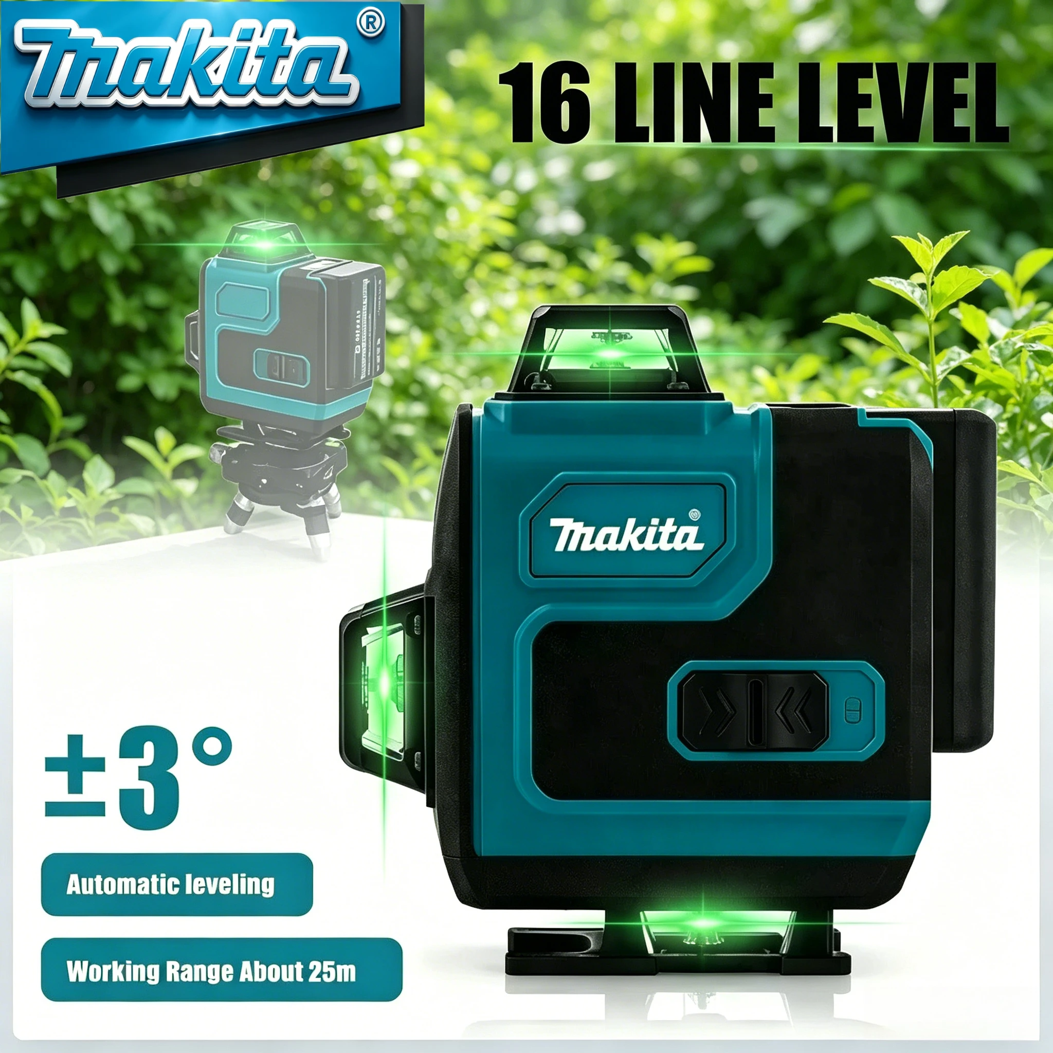 6.0Ah 18V Original Makita Battery Makita 16 Lines 4D Laser Level Green Laser 360° Auto Self Leveling for Floor Wall Alignment
6.0Ah 18V Original Makita Battery Makita 16 Lines 4D Laser Level Green Laser 360° Auto Self Leveling for Floor Wall Alignment