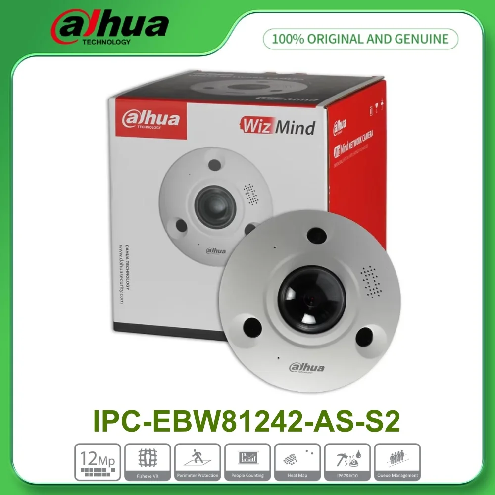 Dahua IPC-EBW81242-AS-S2 12 MP IR Fisheye WizMind Network PoE+ Camera Built-in Dual-array Mic and Speaker SD Card Solt IP67 IK10
Dahua IPC-EBW81242-AS-S2 12 MP IR Fisheye WizMind Network PoE+ Camera Built-in Dual-array Mic and Speaker SD Card Solt IP67 IK10