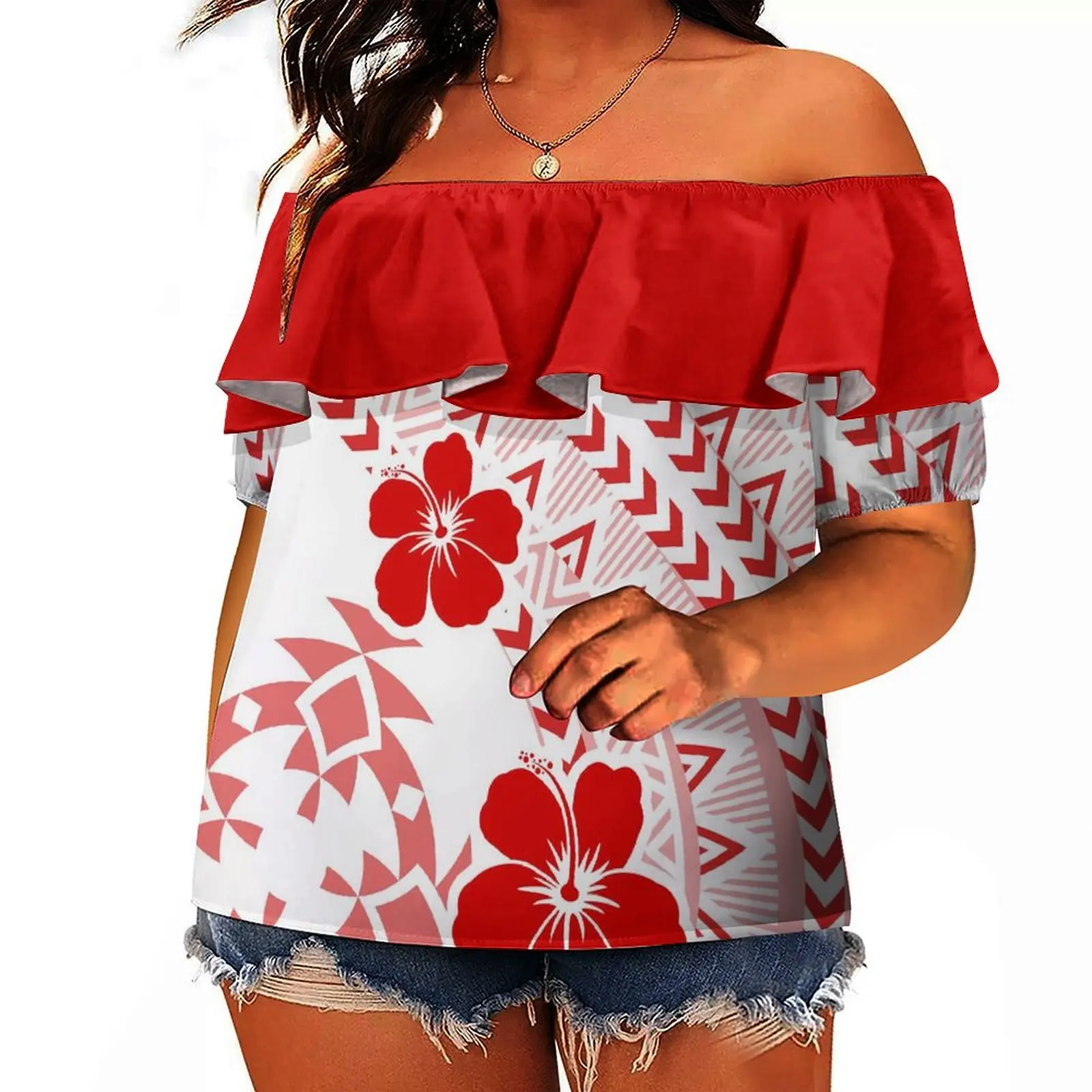 Hawaii Monstera Leaf Designs Half-Shoulder Shirts Women'S Stylish Off-Shoulder Chiffon Shirts Designed By Polynesian Tribes
Hawaii Monstera Leaf Designs Half-Shoulder Shirts Women'S Stylish Off-Shoulder Chiffon Shirts Designed By Polynesian Tribes