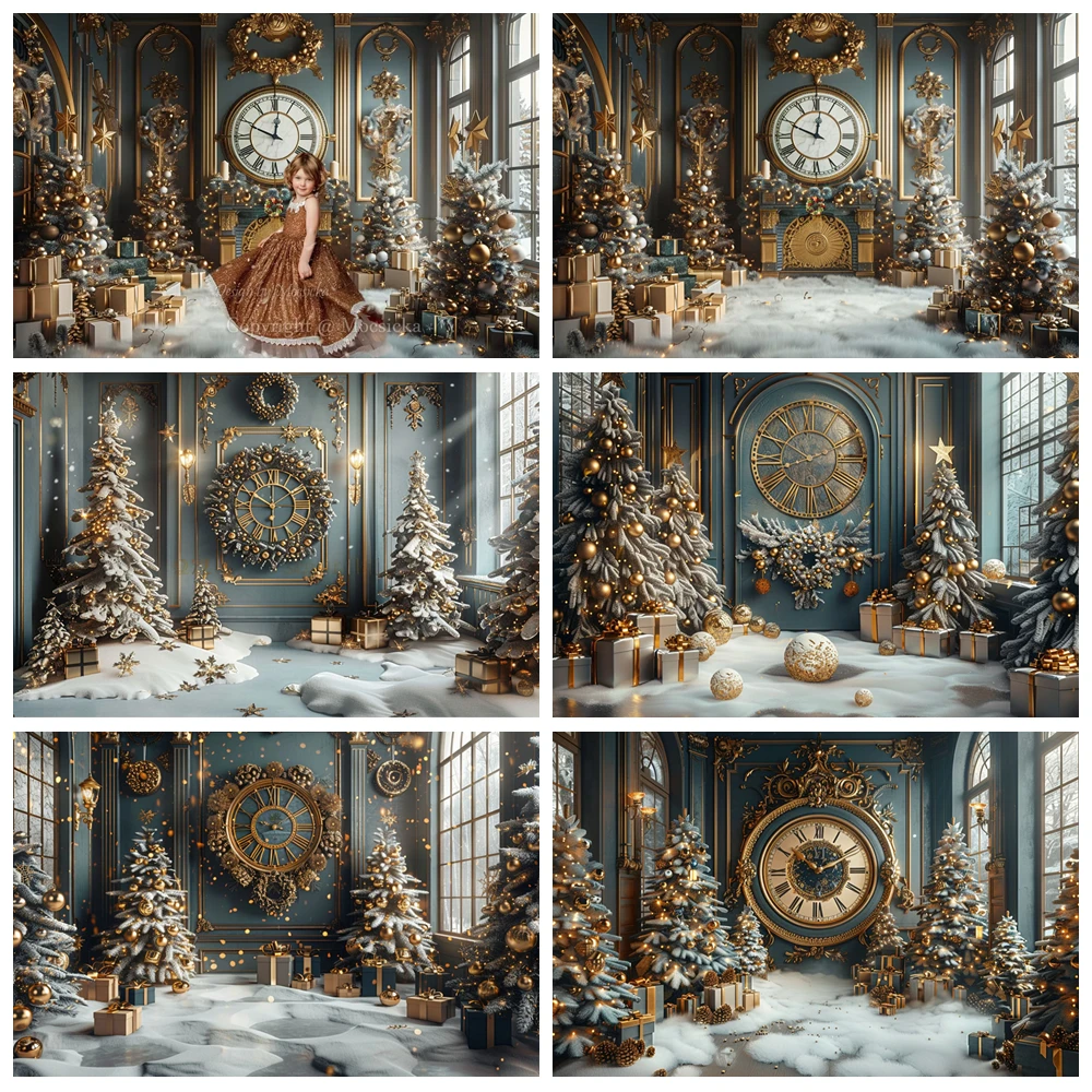 Christmas Photography Background Gold Clock Xmas Tree Decor Family Portrait Backdrop Winter Kids Birthday Indoor Palace Booth
Christmas Photography Background Gold Clock Xmas Tree Decor Family Portrait Backdrop Winter Kids Birthday Indoor Palace Booth