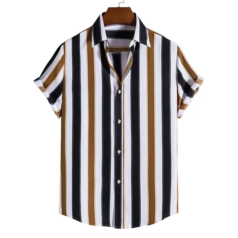 Summer Men's Stripes Casual Shirt Hawaiian Print Short Sleeve Beachwear Vacation Fashion Social Lapel Button Oversized Clothing
Summer Men's Stripes Casual Shirt Hawaiian Print Short Sleeve Beachwear Vacation Fashion Social Lapel Button Oversized Clothing
