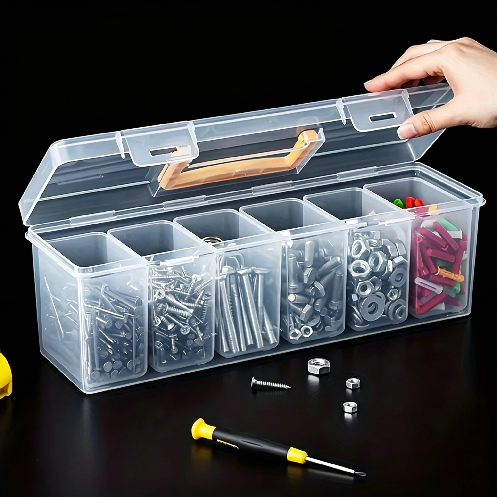 1/7pcs Tool Parts Storage Box Set, Multi-Compartment Transparent Tool Organizer for Home Use, Wrenches, Hardware Accessories
1/7pcs Tool Parts Storage Box Set, Multi-Compartment Transparent Tool Organizer for Home Use, Wrenches, Hardware Accessories