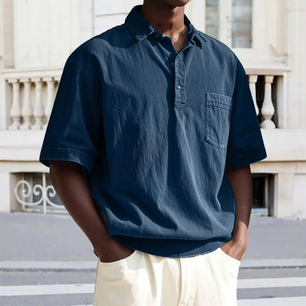Men's Lapel T-shirt Short Sleeve Casual Summer T-shirt Pocket Solid Color Loose T-shirt Everyday Wear
Men's Lapel T-shirt Short Sleeve Casual Summer T-shirt Pocket Solid Color Loose T-shirt Everyday Wear