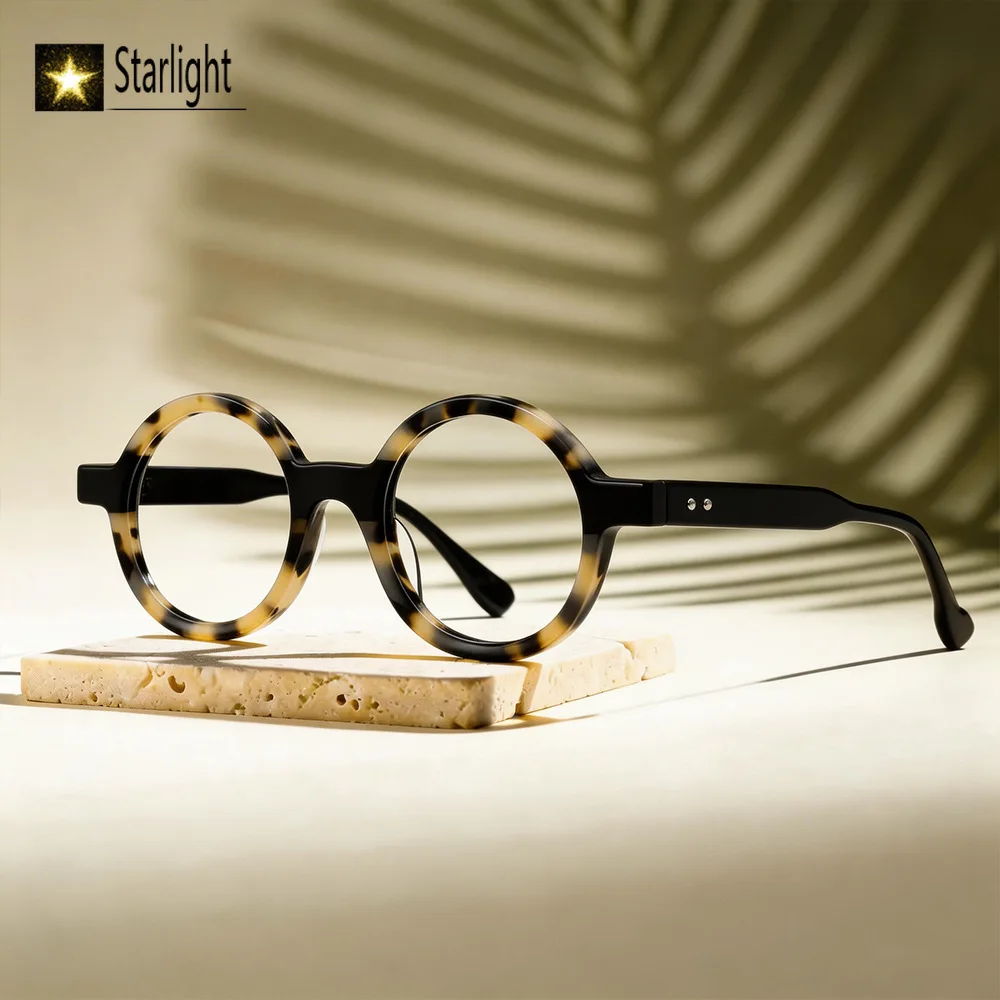 Retro Handmade Acetate Glasses Frame Man Round Eyeglass Frames Men Women Tortoise Reading Prescription Myopia Customized Logo
Retro Handmade Acetate Glasses Frame Man Round Eyeglass Frames Men Women Tortoise Reading Prescription Myopia Customized Logo