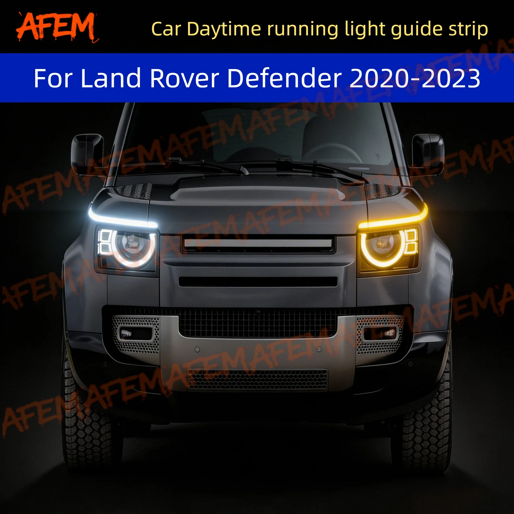 For Land Rover Defender 20-23 Car DRL Daytime Running Light Start Scan Style Sequential Flowing Turn Signal Light Ultra-Thin LED