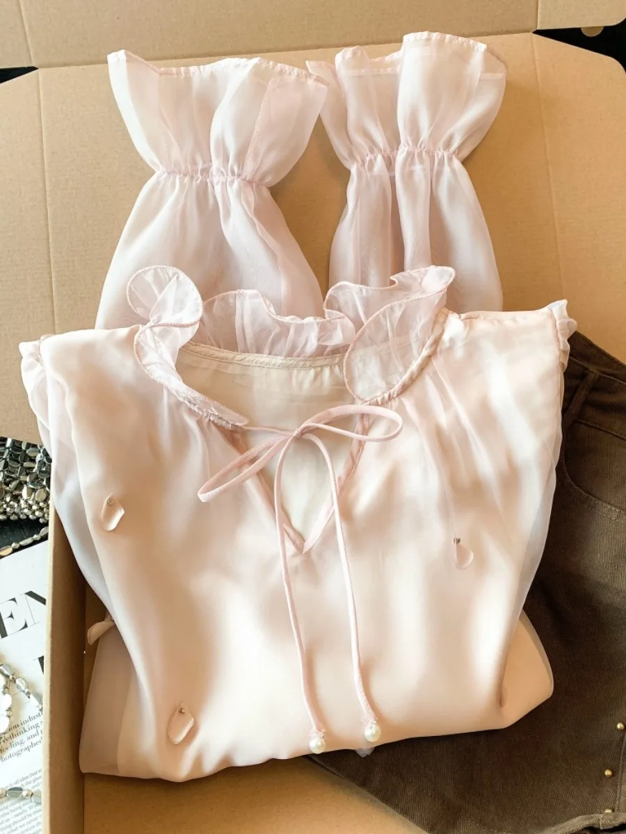 Ele Pink Long Sve irt Women's Spring Summer New Sle e 3D Flower Beading irt Commute Sle Loose Fit
Ele Pink Long Sve irt Women's Spring Summer New Sle e 3D Flower Beading irt Commute Sle Loose Fit