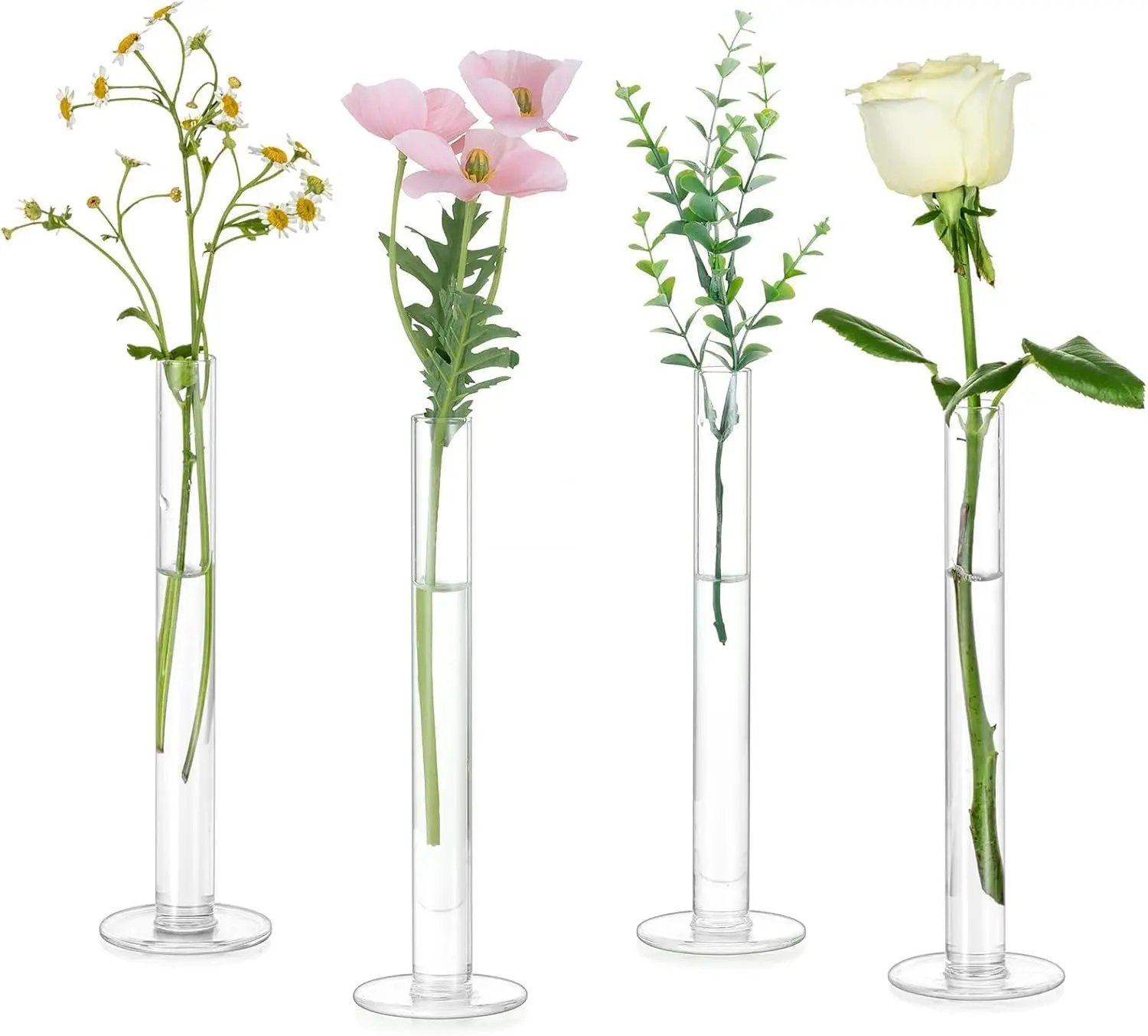Glass Bud Vase for Centerpieces, Small Flower Vases Set of 4Pcs Clear Single Rose Cylinder Centerpieces - 7.87" Tall Ski
Glass Bud Vase for Centerpieces, Small Flower Vases Set of 4Pcs Clear Single Rose Cylinder Centerpieces - 7.87" Tall Ski