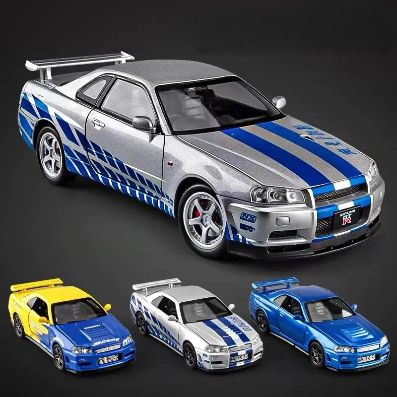 1:32 Skyline R34 масштабная модель автомобиля из сплава, быстрый и забавный литой металлический автомобиль, звук и свет, коллекционные детские игрушки, подарки
1:32 Skyline R34 масштабная модель автомобиля из сплава, быстрый и забавный литой металлический автомобиль, звук и свет, коллекционные детские игрушки, подарки