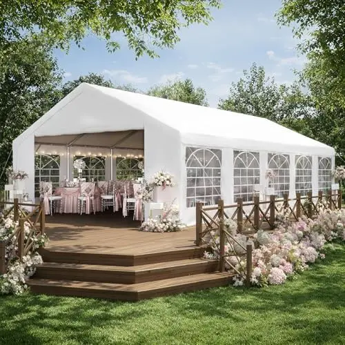 Party Tent 16x32 Canopy Heavy Duty, Waterproof Outdoor Event Tent with Removable Sidewalls & Roll-Up Door, Portable
Party Tent 16x32 Canopy Heavy Duty, Waterproof Outdoor Event Tent with Removable Sidewalls & Roll-Up Door, Portable