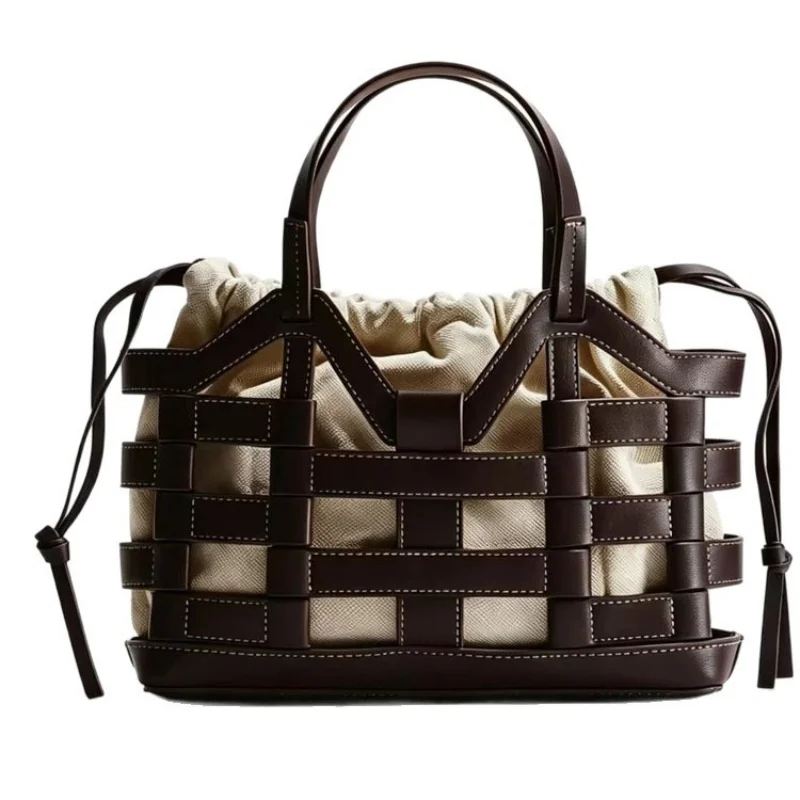 Fashion Retro Hollow Out Woven Handbag With Drawstring Design Inner Bag Coffee Luxury Vegetable Basket Bag Women's Commuter Tote
Fashion Retro Hollow Out Woven Handbag With Drawstring Design Inner Bag Coffee Luxury Vegetable Basket Bag Women's Commuter Tote