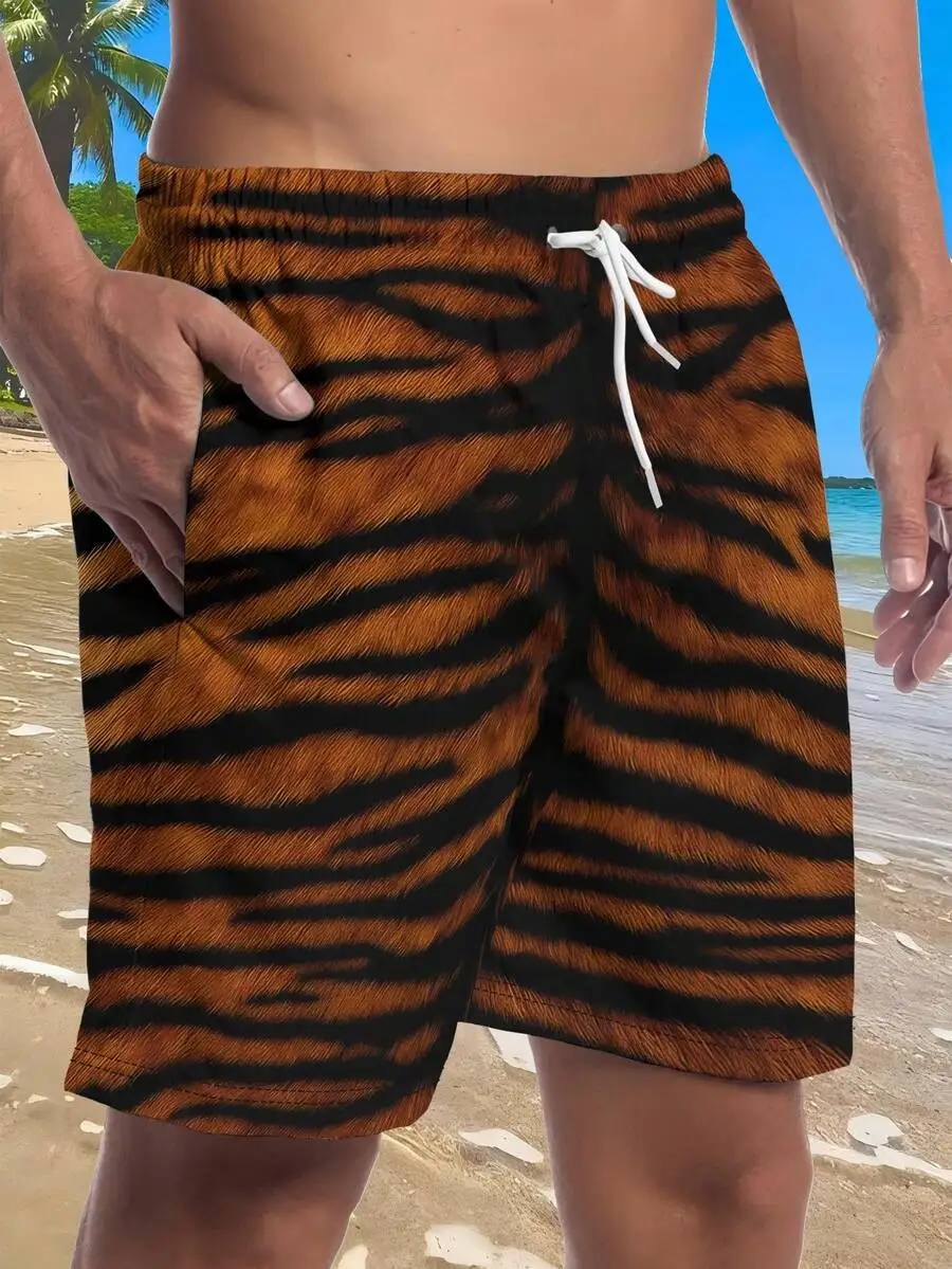 Mens Tiger Print Beach Shorts Brown Black Quick Dry Breathable Summer Swim Trunks
Mens Tiger Print Beach Shorts Brown Black Quick Dry Breathable Summer Swim Trunks