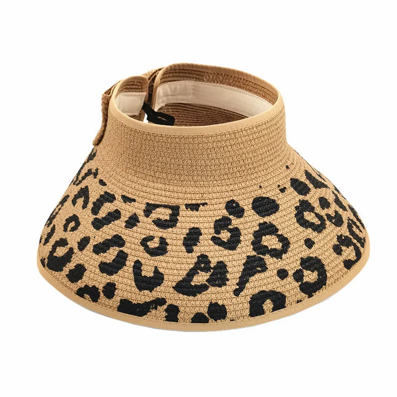 Female leopard print hollow top grass hat, sun protection and sunshade hat, paper woven grass big edge adjustable sun hat
Female leopard print hollow top grass hat, sun protection and sunshade hat, paper woven grass big edge adjustable sun hat