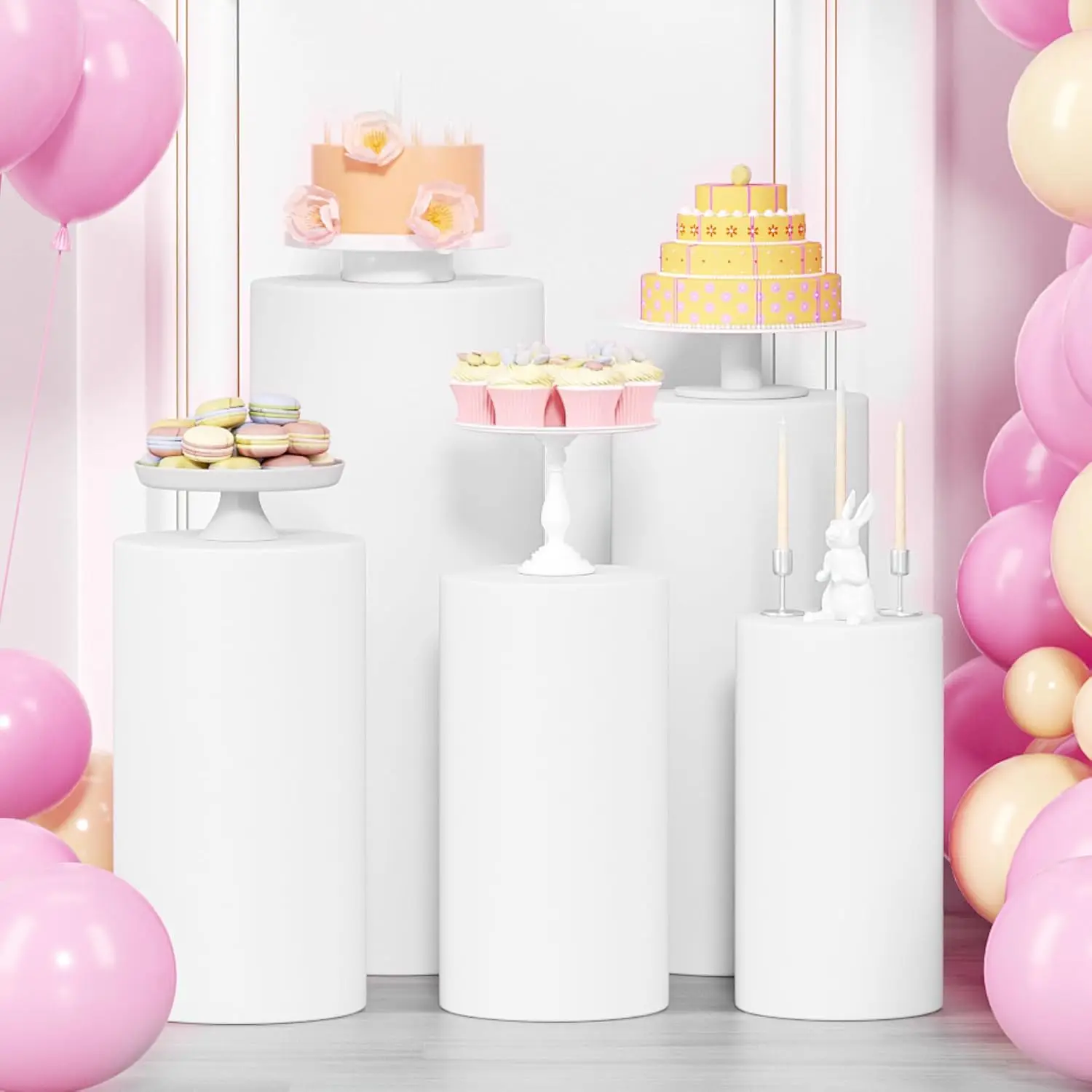 1PCS/3PCS/5PCS White Cylinder Pedestal Stand Covers for Wedding or Birthday Event Party Decor Custom Baby Cake Column Backdrop
1PCS/3PCS/5PCS White Cylinder Pedestal Stand Covers for Wedding or Birthday Event Party Decor Custom Baby Cake Column Backdrop